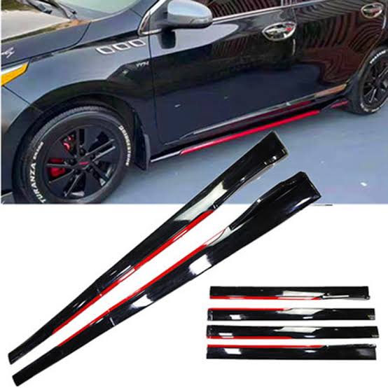 Universal Side Skirt Gloss Black with Red trim