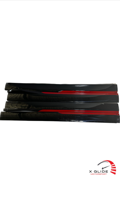 Universal Side Skirt Gloss Black with Red trim